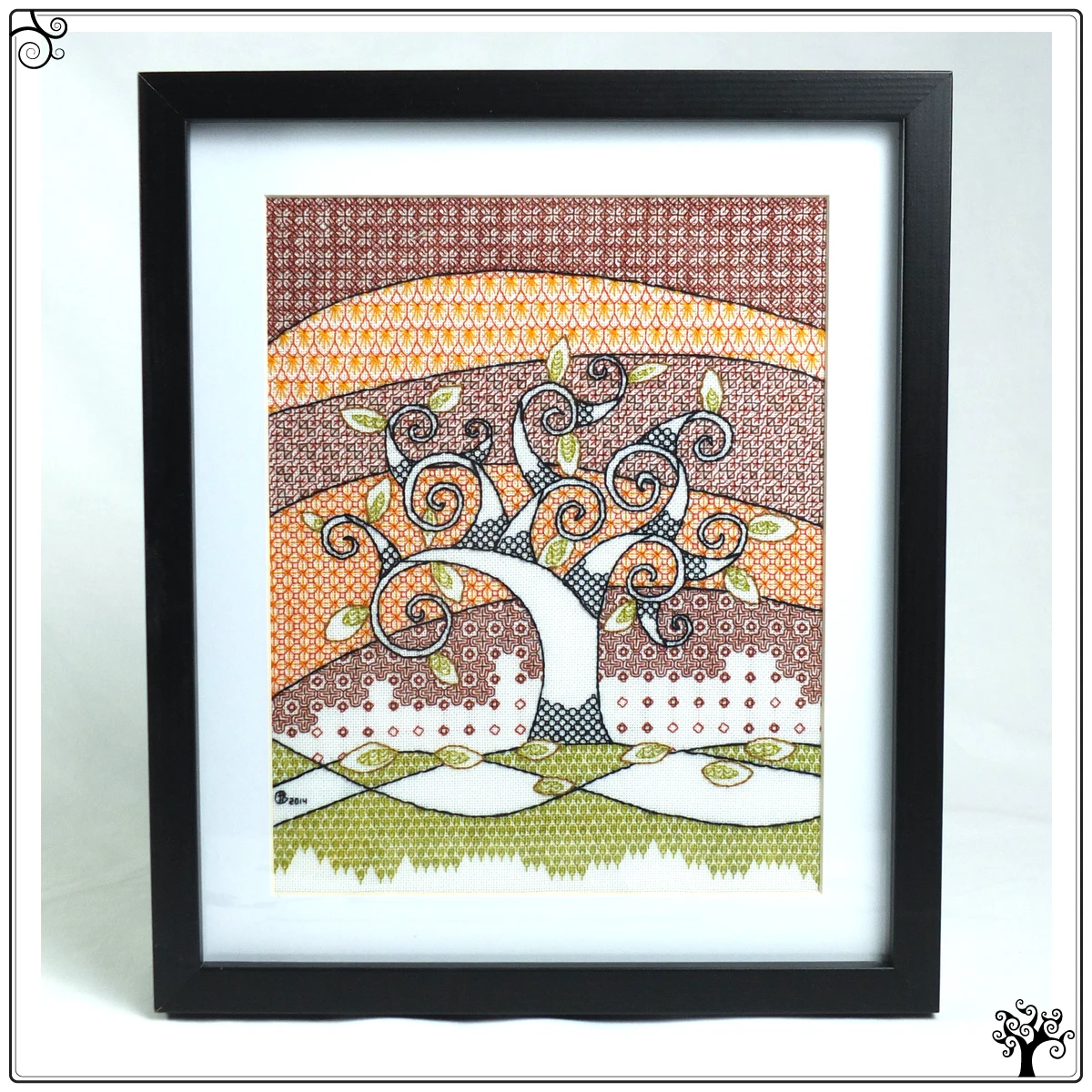 autumn tree blackwork kit or pattern