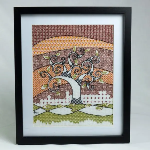 Autumn Tree Blackwork Kit or Pattern
