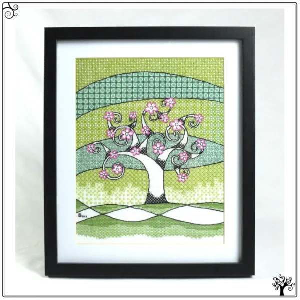 spring tree blackwork kit or pattern