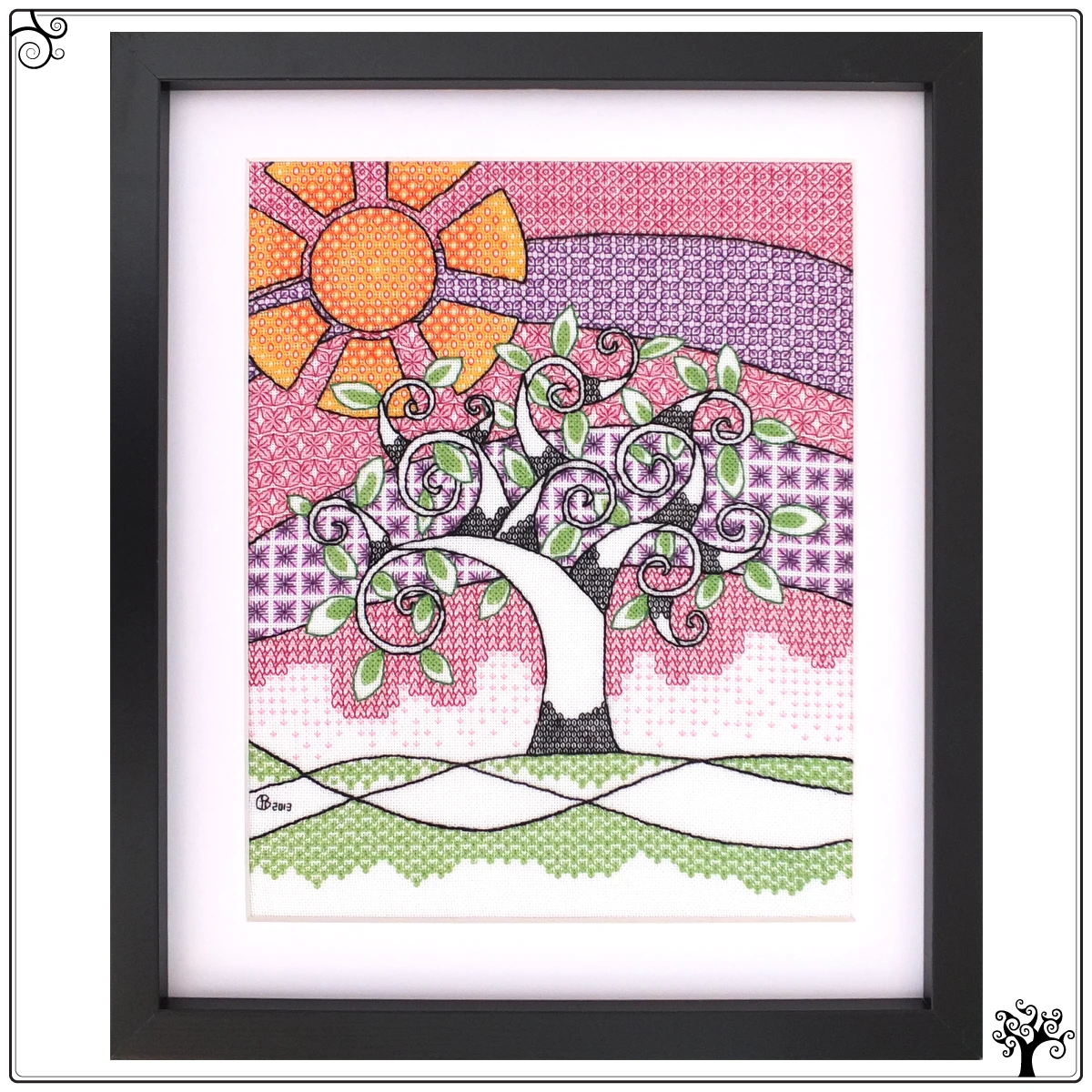 summer tree blackwork kit or pattern