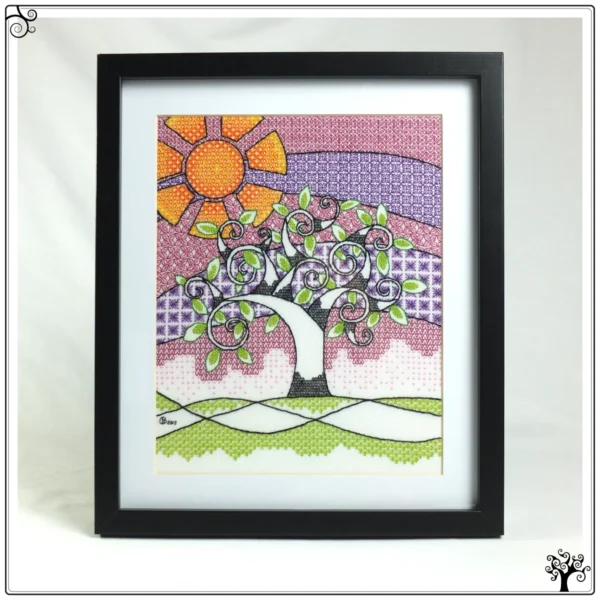 summer tree blackwork kit or pattern