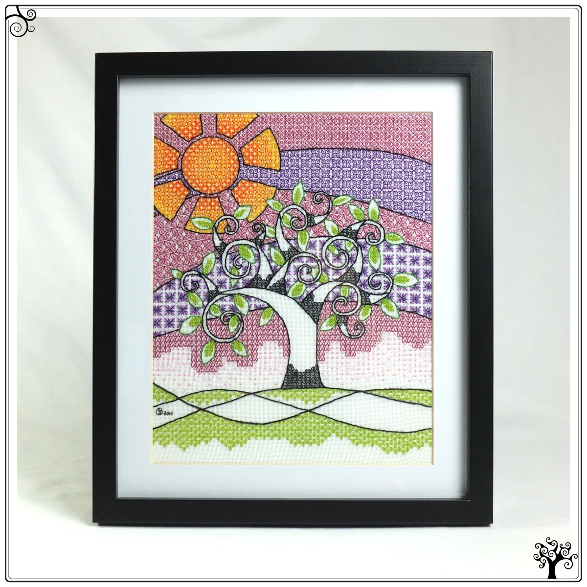 summer tree blackwork kit or pattern
