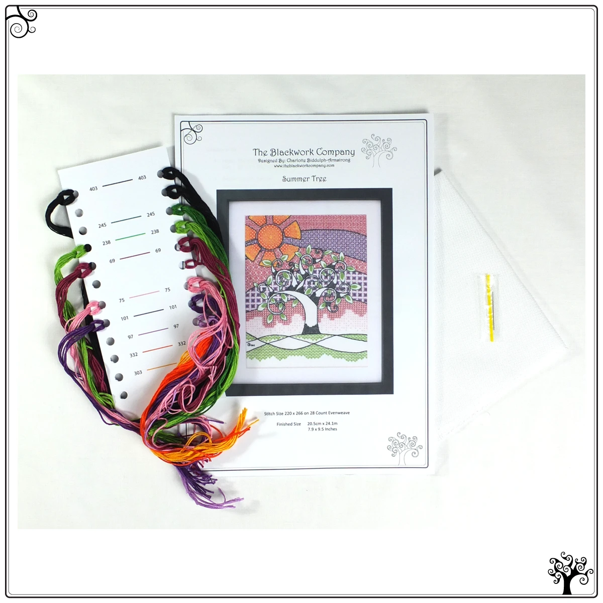 summer tree blackwork kit or pattern