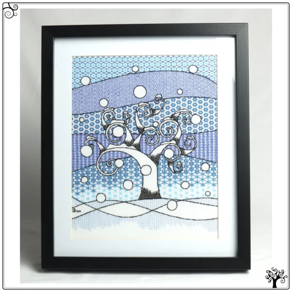 winter tree blackwork kit or pattern
