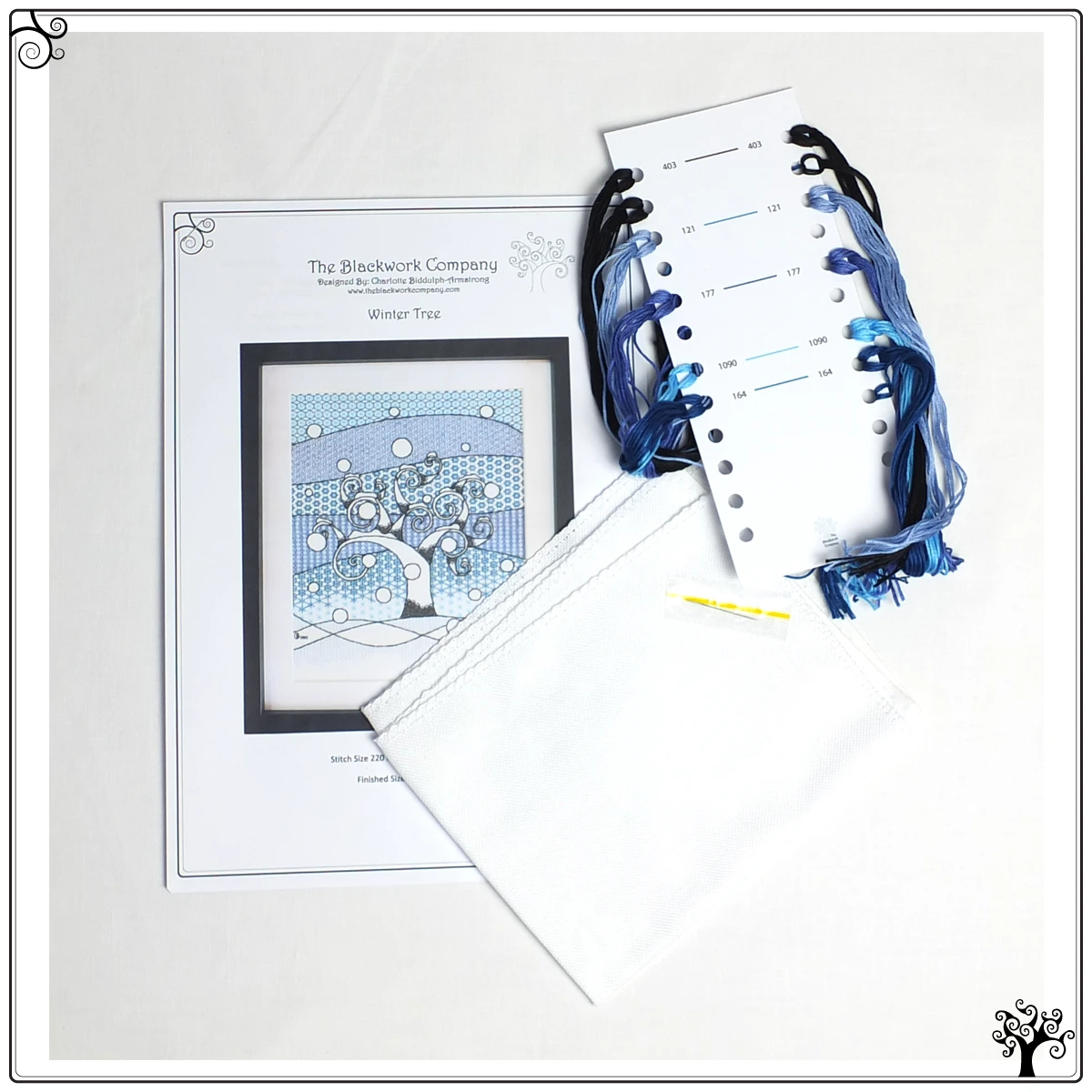 winter tree blackwork kit or pattern