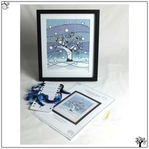 winter tree blackwork kit or pattern