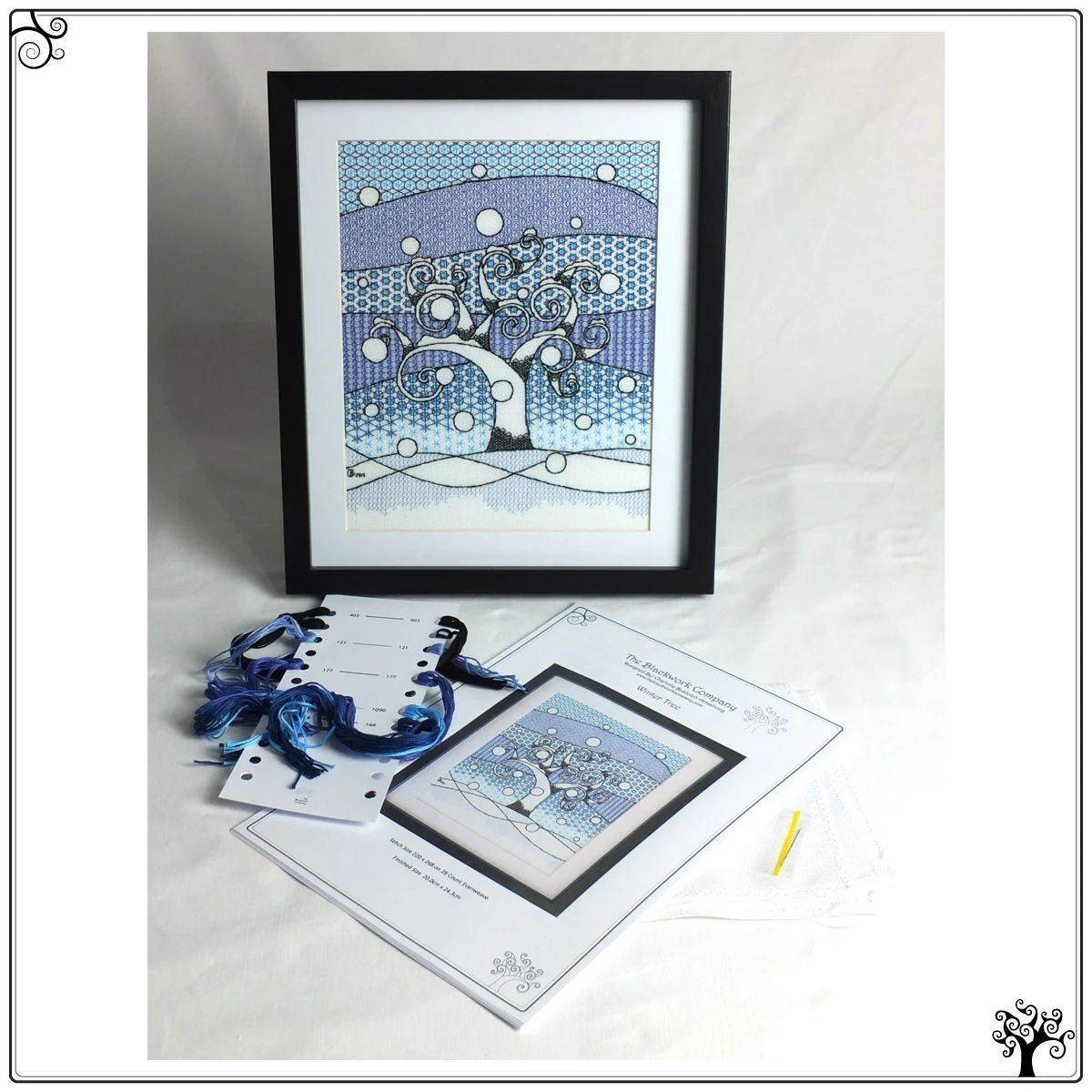 winter tree blackwork kit or pattern