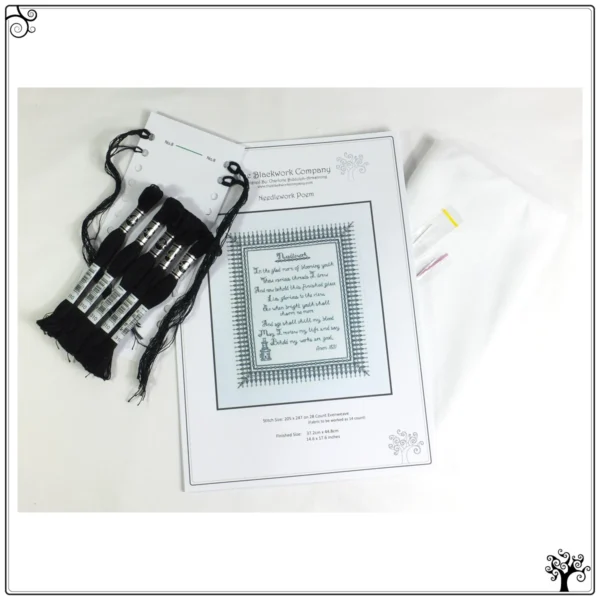 needlework poem blackwork kit or pattern