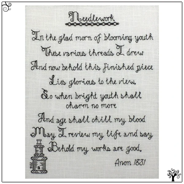 needlework poem blackwork kit or pattern