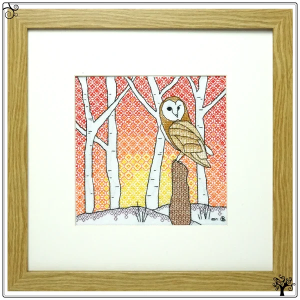 Owl Blackwork Embroidery Kit or Pattern