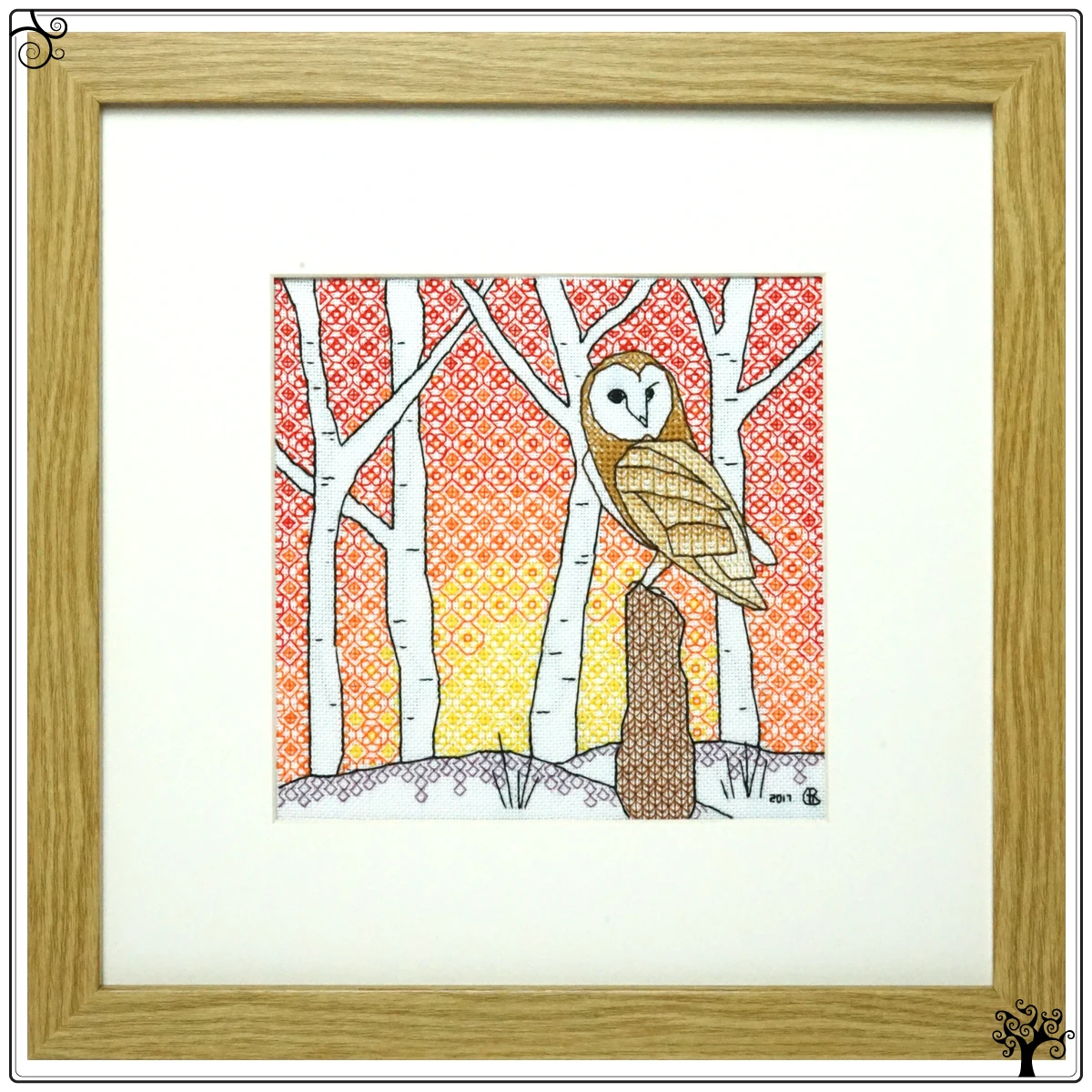 owl blackwork kit or pattern