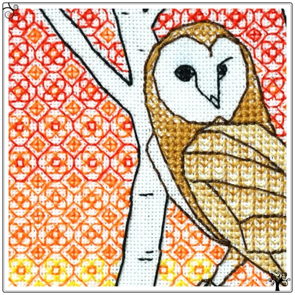 Owl Blackwork Embroidery Kit or Pattern