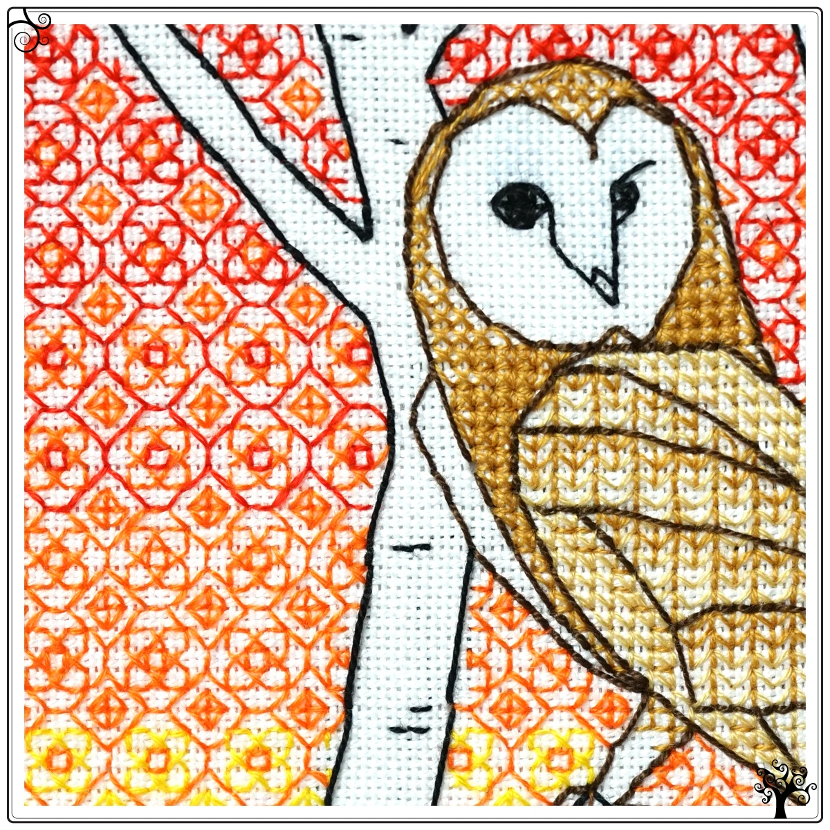 owl blackwork kit or pattern