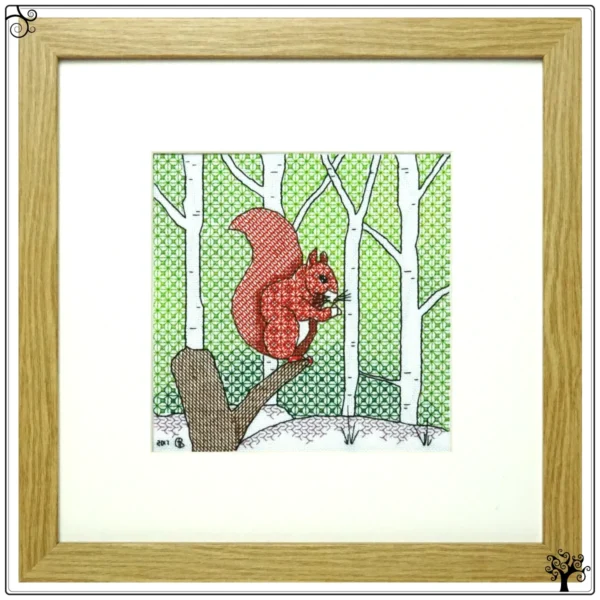 Squirrel Blackwork Embroidery Kit or Pattern