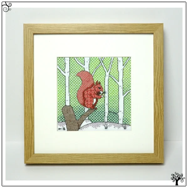 squirrel blackwork kit or pattern