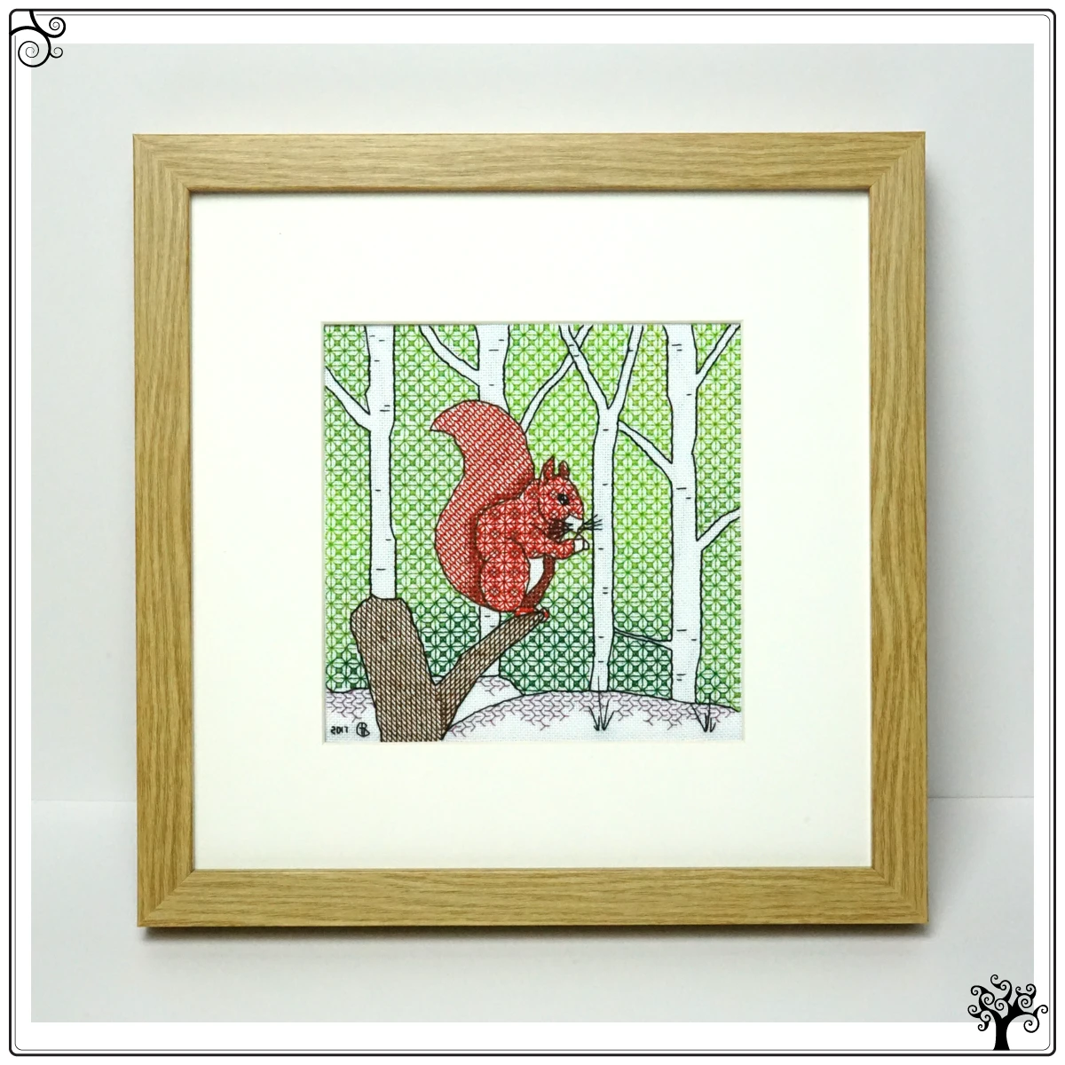 squirrel blackwork kit or pattern