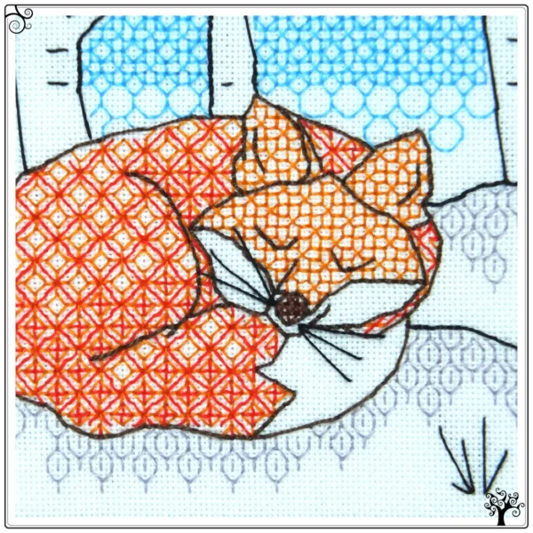 Fox Blackwork Embroidery Kit or Pattern