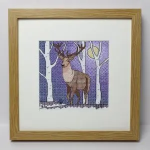 Deer Blackwork Embroidery Kit or Pattern