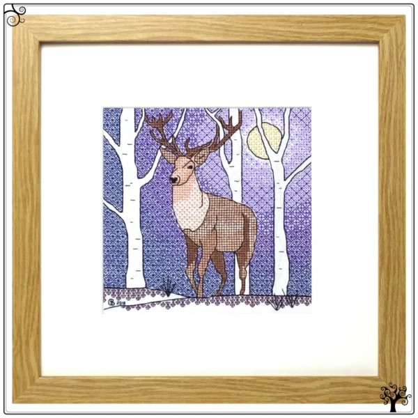 Deer Blackwork Embroidery Kit or Pattern