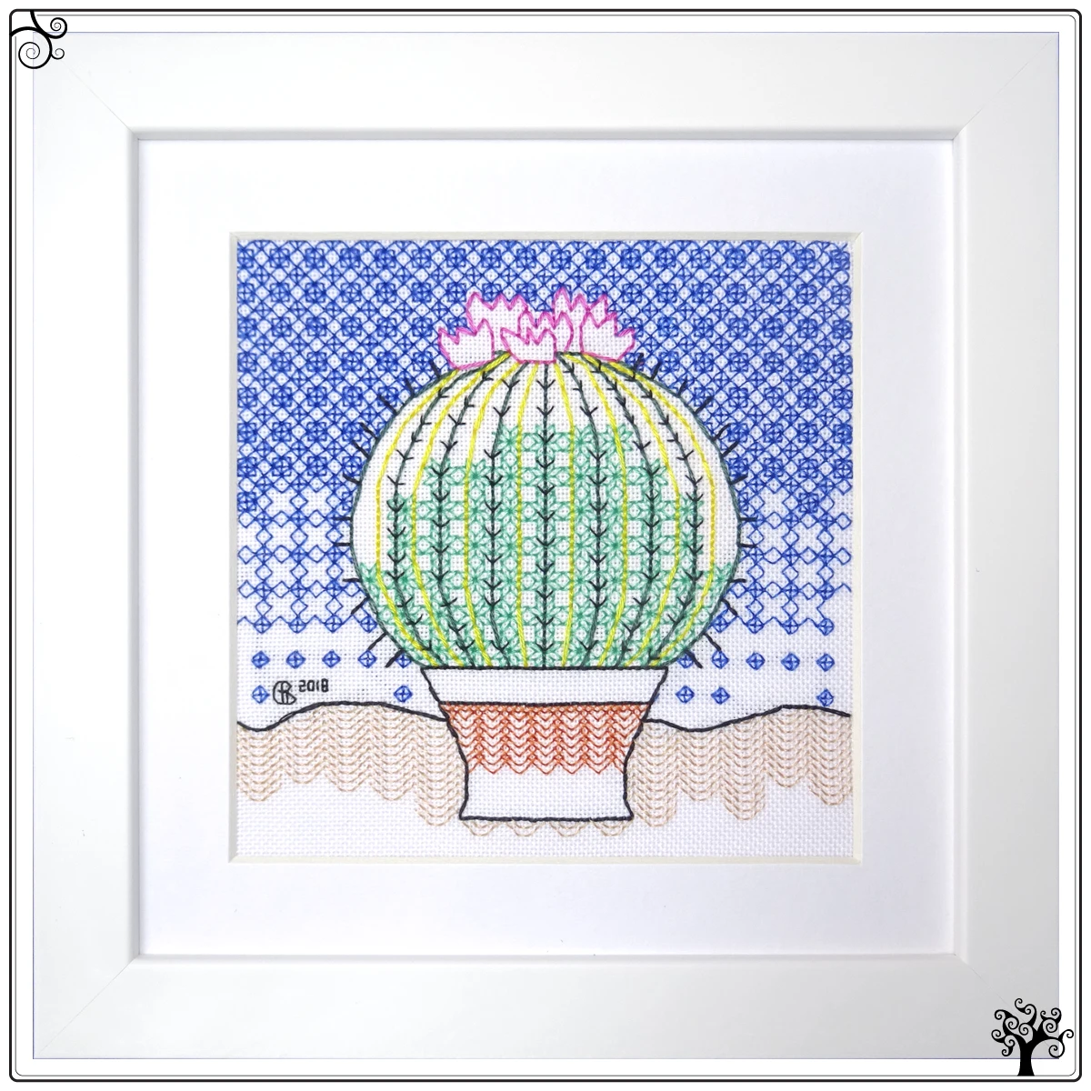 cactus no1 ball blackwork kit or pattern