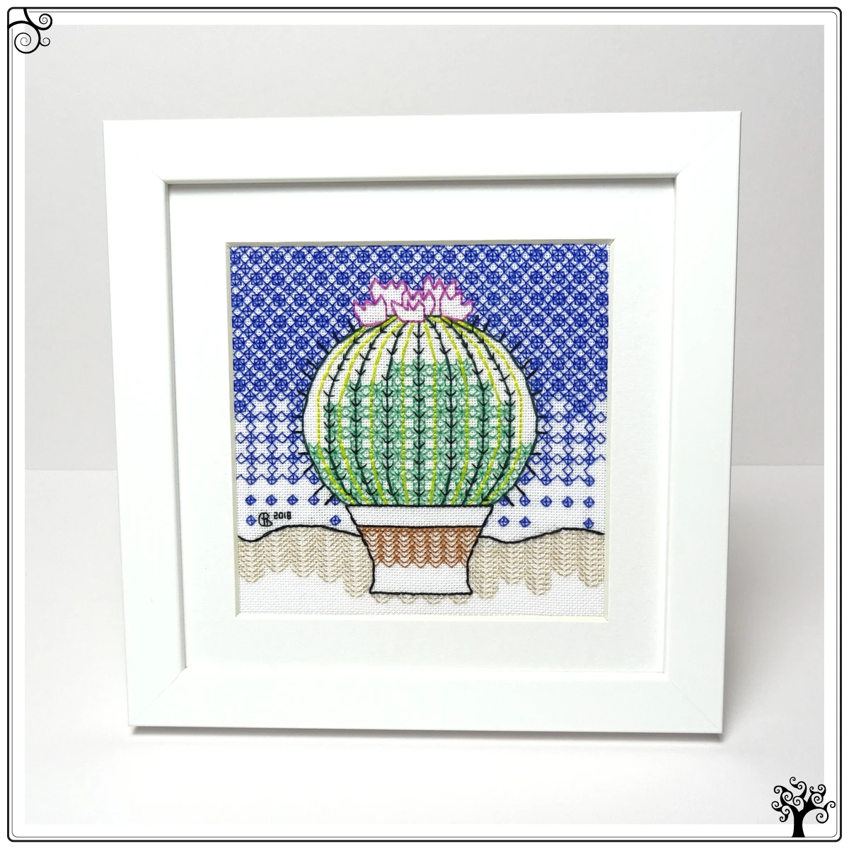 cactus no1 ball blackwork kit or pattern