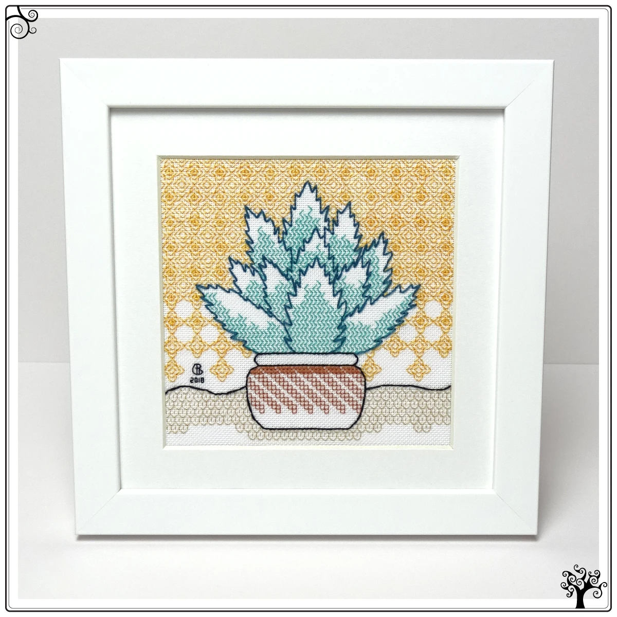 cactus no3 aloe vera blackwork kit or pattern