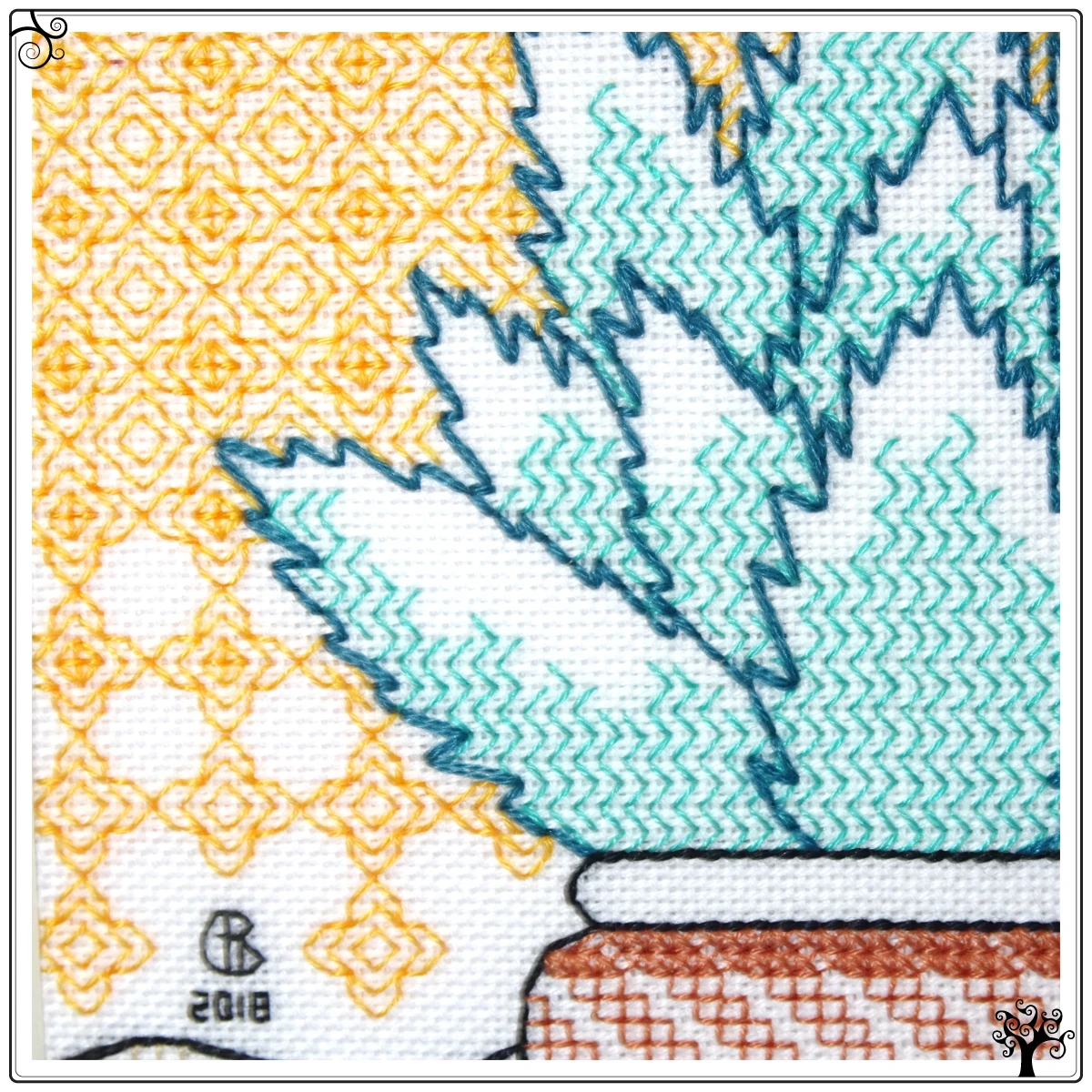 cactus no3 aloe vera blackwork kit or pattern