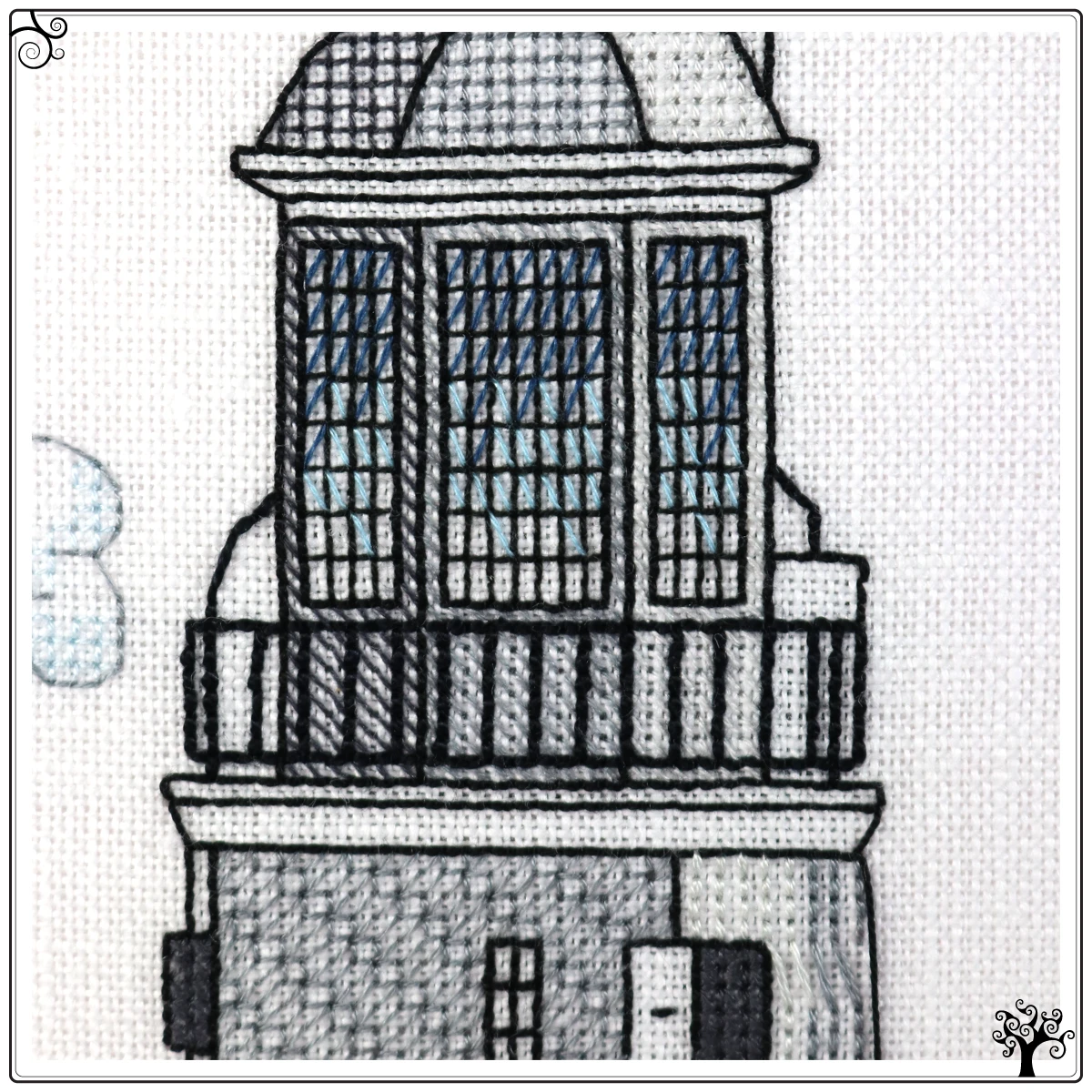 Rudyerds Lighthouse blackwork kit or pattern