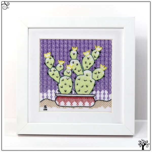 cactus no5 prickly pear blackwork kit or pattern