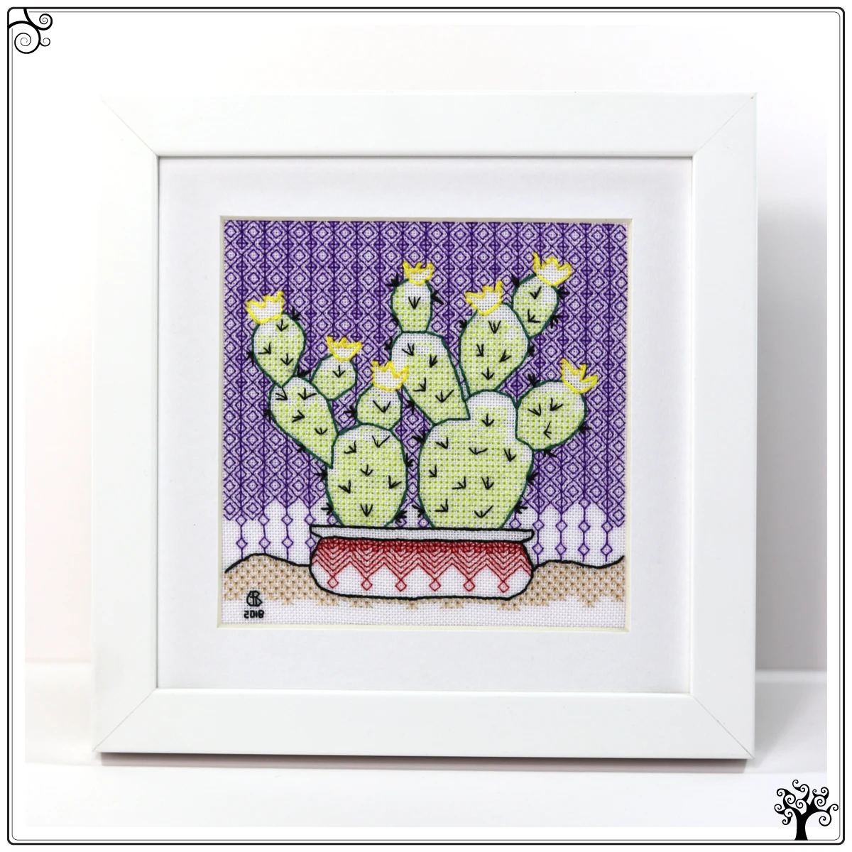 cactus no5 prickly pear blackwork kit or pattern