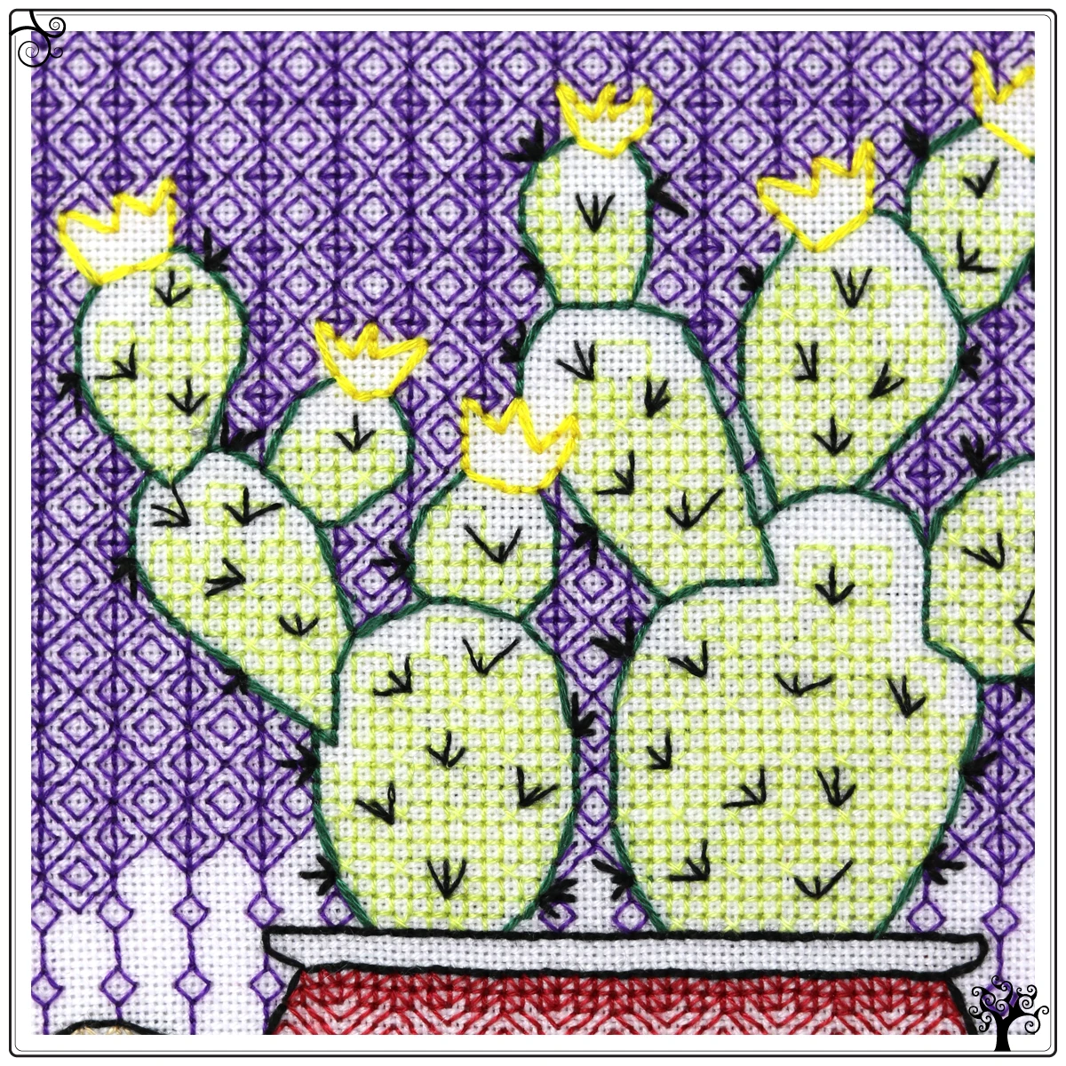 cactus no5 prickly pear blackwork kit or pattern