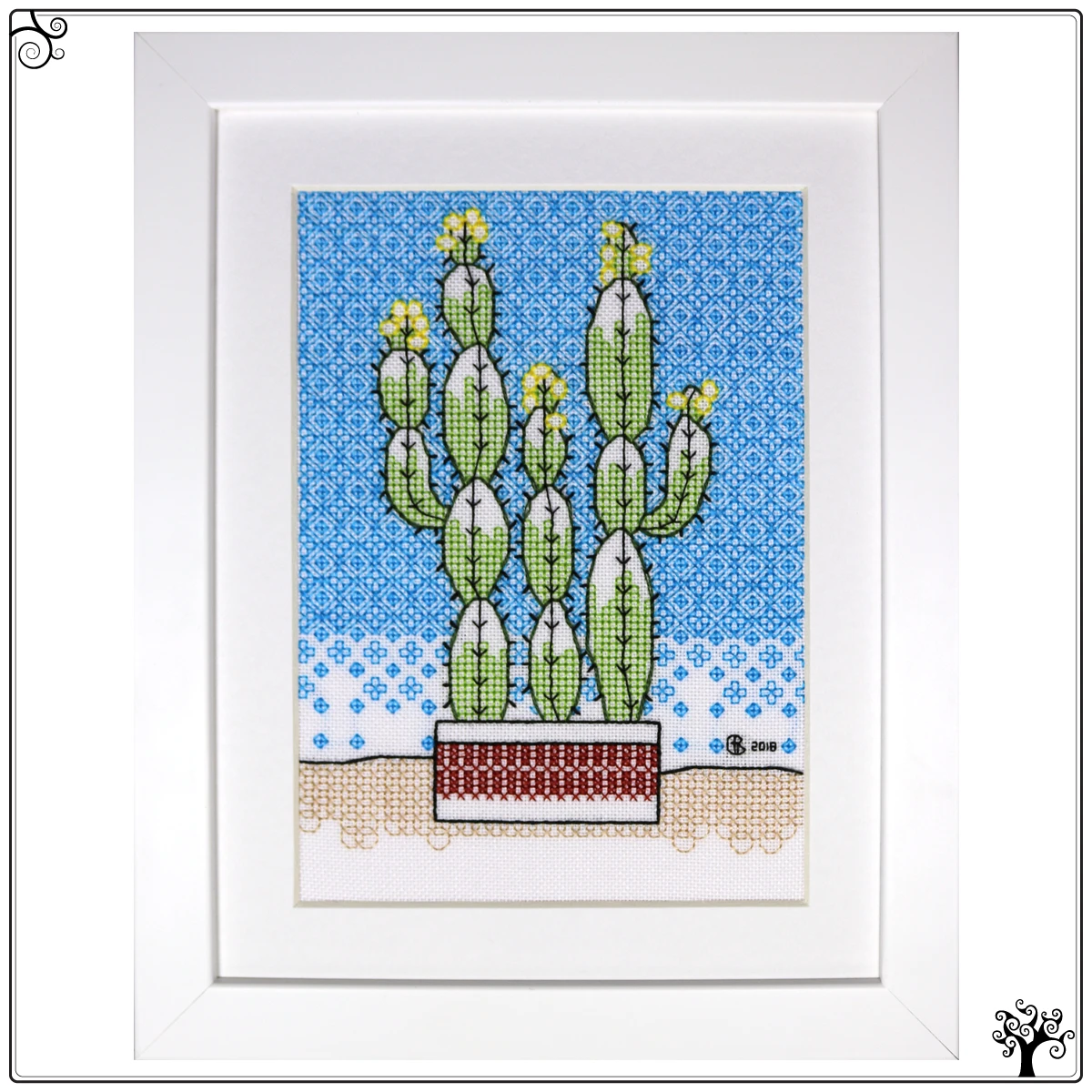 cactus no4 candelabra tree blackwork kit or pattern