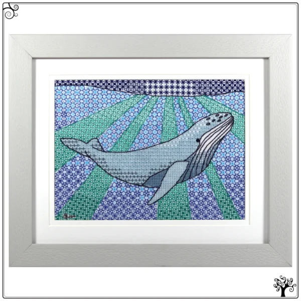 Humpback Whale Blackwork Embroidery Kit or Pattern