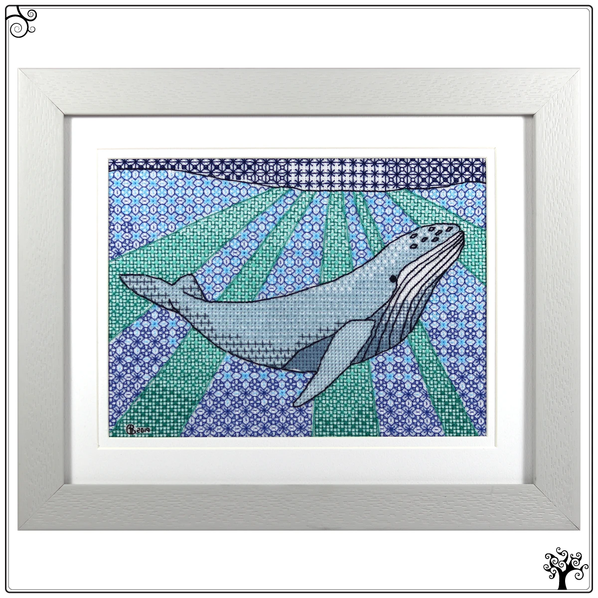 humpback whale blackwork kit or pattern