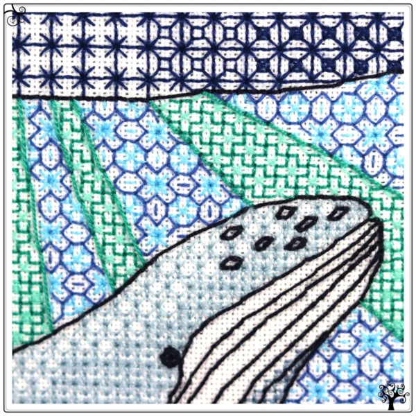 Humpback Whale Blackwork Embroidery Kit or Pattern