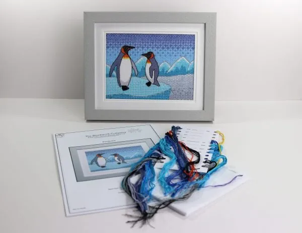 Penguins Blackwork Embroidery Kit