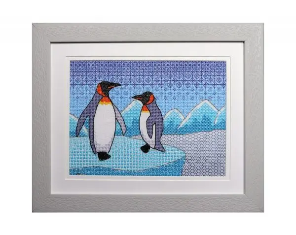 Penguins Blackwork Embroidery Kit