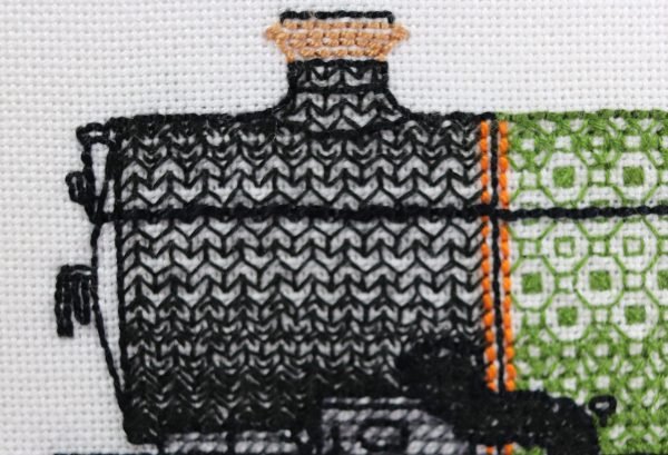 Clun Castle Steam Locomotive Blackwork Embroidery Kit
