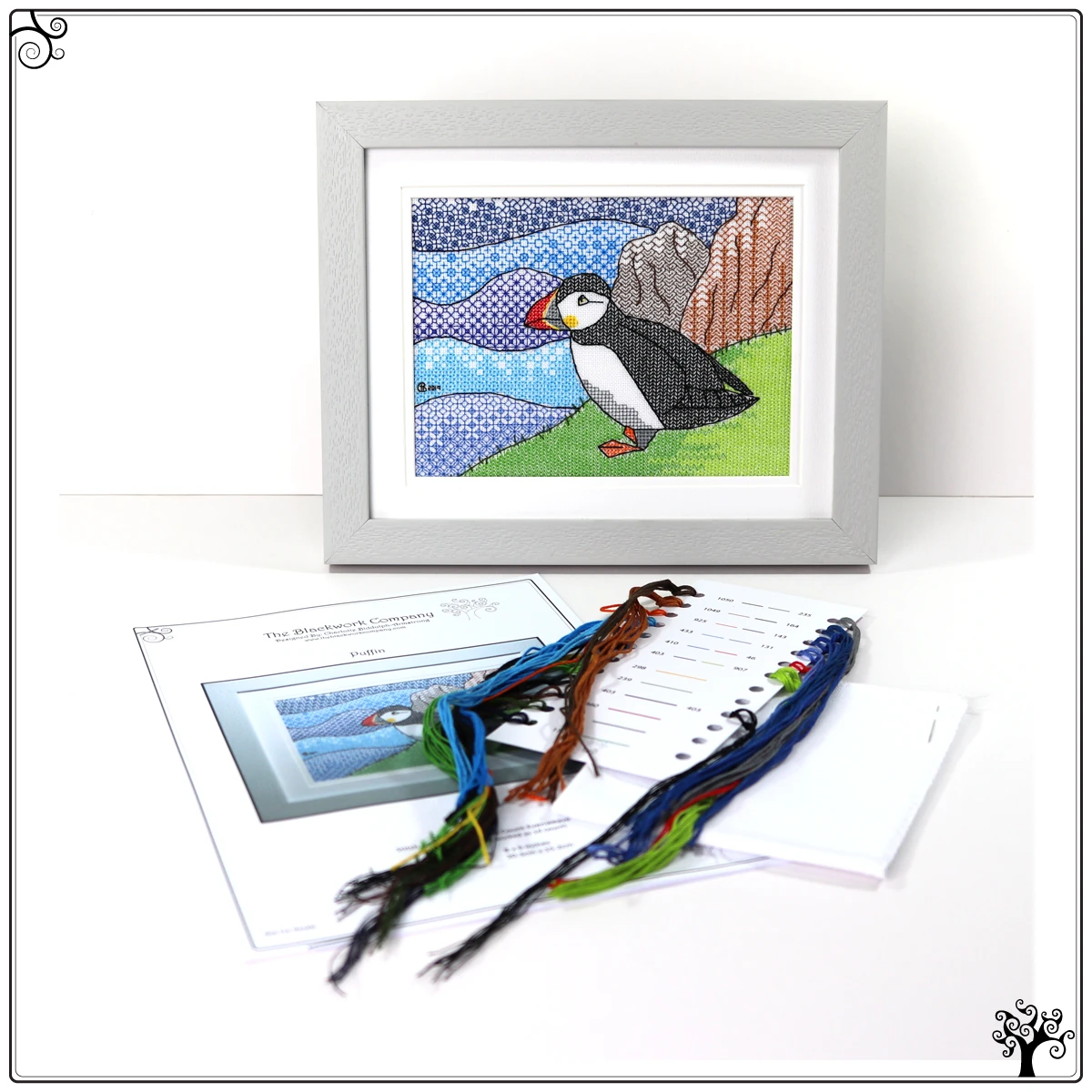 puffin blackwork kit or pattern