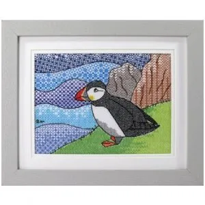 Puffin Blackwork Embroidery Kit or Pattern