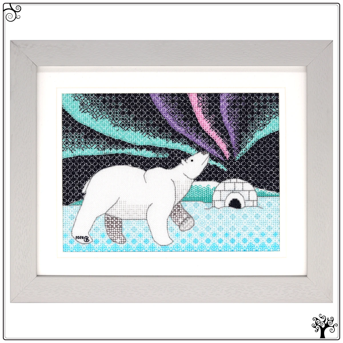 polar bear blackwork kit or pattern