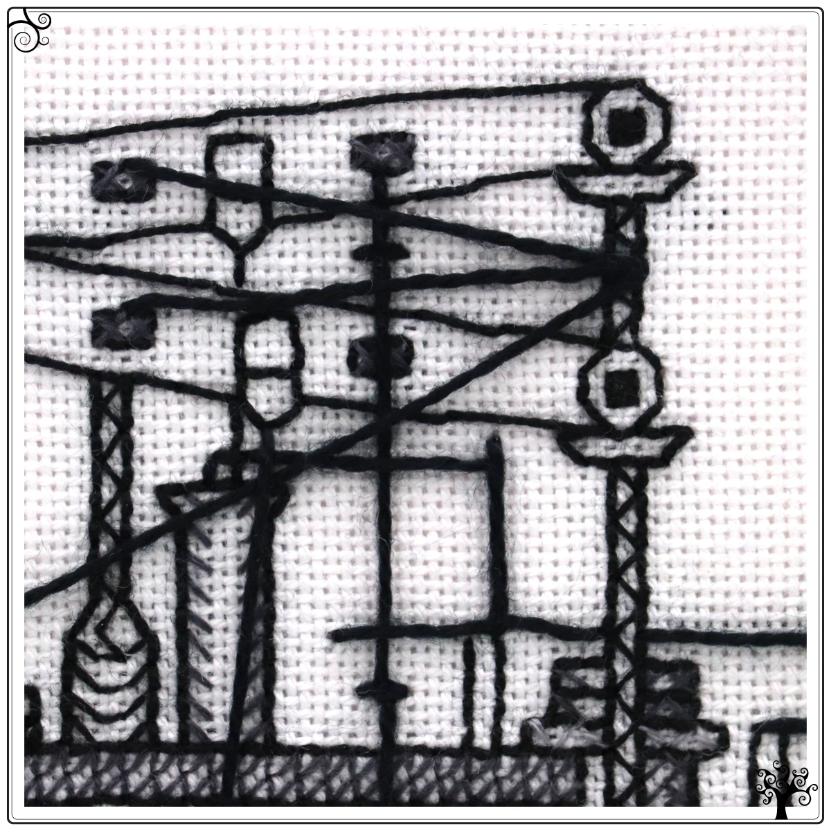 the puffing billy locomotive steam engine blackwork kit or pattern