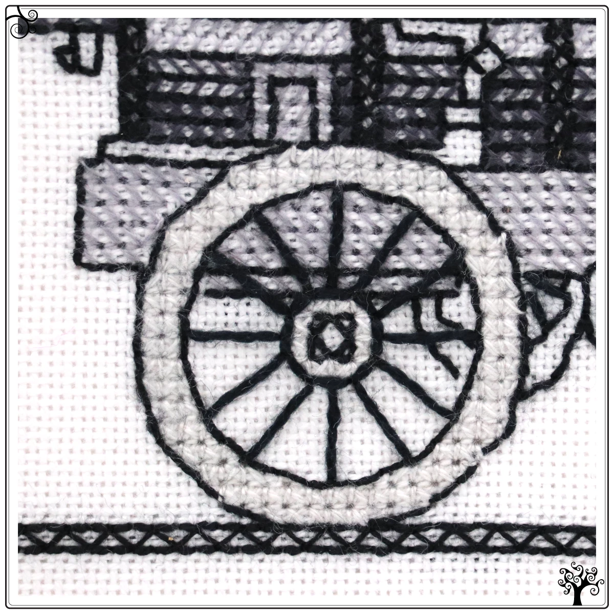 the puffing billy locomotive steam engine blackwork kit or pattern