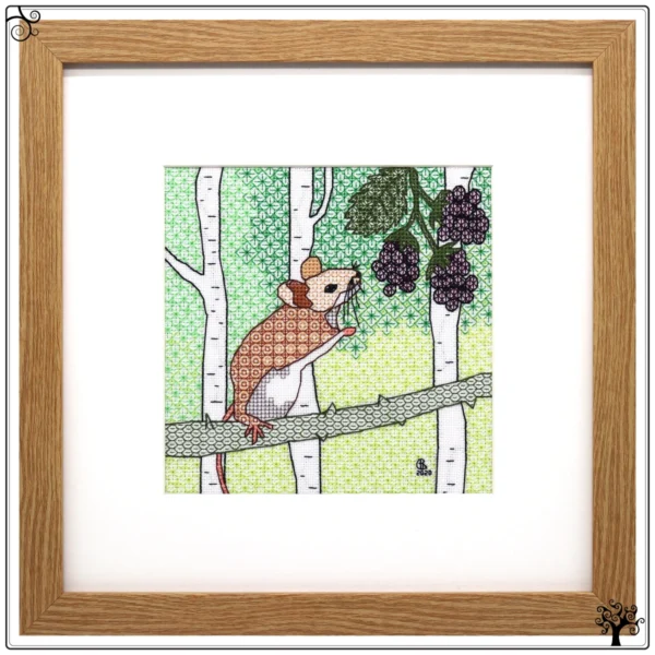 Mouse Blackwork Embroidery Kit or Pattern