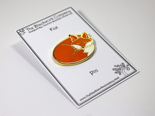 Cute sleeping fox hard enamel metal pin