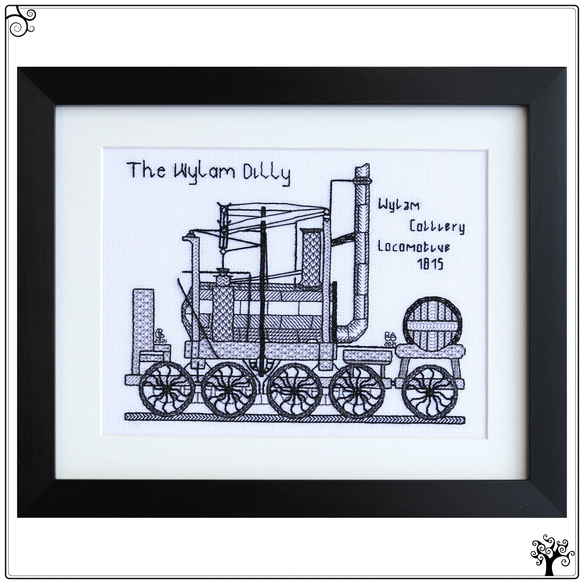 the wylam dilly locomotive steam engine blackwork kit or pattern