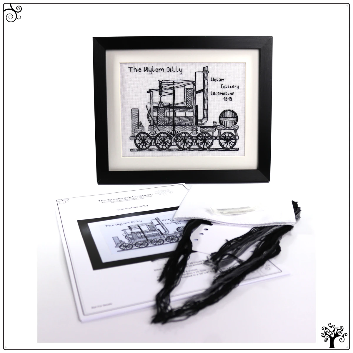the wylam dilly locomotive steam engine blackwork kit or pattern