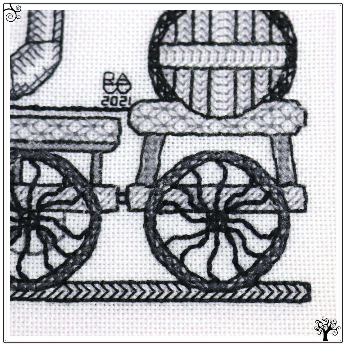the wylam dilly locomotive steam engine blackwork kit or pattern