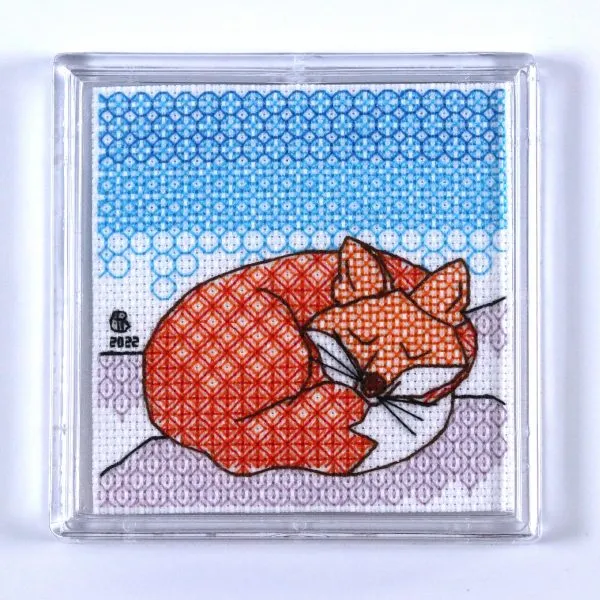 Fox Blackwork Embroidery Coaster Kit