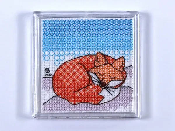 Fox Blackwork Embroidery Coaster Kit